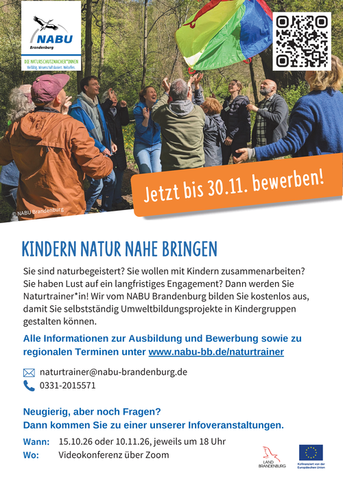 Flyer zum Aufruf des Projekts "Naturtrainer" des NABU Brandenburg